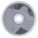 A white circular object with a black center and a hole in it.