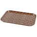 A brown rectangular Cambro tray with a basketweave pattern.