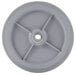 A grey wheel with a hole in it.