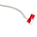 A white and red cable with a red end.