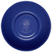 A purple melamine monkey dish with a logo on the bottom.