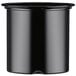 A black plastic container with a black lid.