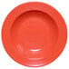 A red melamine bowl with an orange rim.