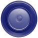 A purple melamine plate with a circular design.