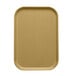 A rectangular Cambro tray insert with an earthen gold finish.