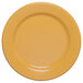 A close up of a yellow Elite Global Solutions melamine plate.