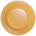 A yellow Elite Global Solutions melamine plate with a circular design and logo.