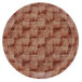 A close-up of a Cambro dark brown basketweave fiberglass tray with a white checkered pattern.