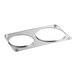A stainless steel Nemco adapter plate with two holes.
