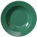 A close-up of a green Elite Global Solutions melamine bowl.