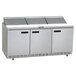 Delfield 4472N-12 72 inch 3 Door Refrigerated Sandwich Prep Table