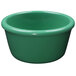 A green Elite Global Solutions melamine ramekin.