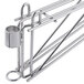 A Metro chrome wall mount shelf support with two hooks.