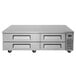 A stainless steel Turbo Air chef base with four drawers.