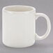 A white Homer Laughlin mug with a handle.