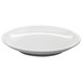 A white Elite Global Solutions round coupe plate with a rim.