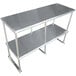 A stainless steel double deck table mounted overshelf by Advance Tabco.