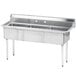 An Advance Tabco stainless steel commercial sink with three compartments.