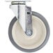 A white and metal swivel castor for Cambro products.