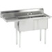 An Advance Tabco stainless steel 2-bowl sink with a left drainboard.