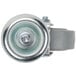 A close-up of a metal Cambro swivel caster wheel.