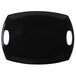 A black rectangular melamine tray with two handles.