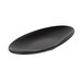 A black oval platter on a white background.