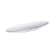 A white oval Elite Global Solutions Moderne display platter with a white rim.