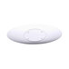 A white rectangular melamine platter with oval shape in the center.