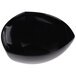 A black triangular melamine bowl with a curved edge.