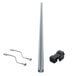 A metal rod with a black connector on each end.