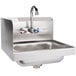 An Advance Tabco stainless steel hand sink with a splash mounted gooseneck faucet.