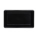 A black rectangular melamine bowl with a white border.