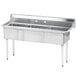 A stainless steel Advance Tabco 3-compartment sink.