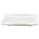 A white rectangular display platter with a curved edge.