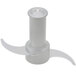 A white plastic Robot Coupe "S" blade with coarse serrations.