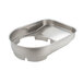A Robot Coupe large stainless steel feed tray with a hole in the middle.
