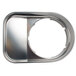 A silver metal Robot Coupe large feed tray with a circle cut out.