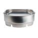 A Robot Coupe large stainless steel feed tray with a lid.