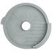 A gray circular disc with a hole in the middle.