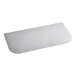 A white rectangular plastic splash shield with a curved edge and metal handle.