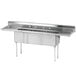 An Advance Tabco stainless steel 3-compartment sink with two drainboards.