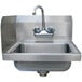 A stainless steel Advance Tabco hand sink with a splash mounted faucet.