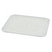 A white rectangular Cambro tray with a silver rim.