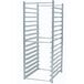 A white metal rack with shelves.