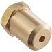A brass Cooking Performance Group natural gas orifice with a hole in the middle.