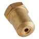 A brass threaded nut with a hole.