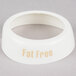 A white Tablecraft plastic bowl with beige text that says "Fat Free"