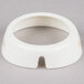 A white plastic Tablecraft salad dressing dispenser collar with beige text.