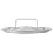 A silver stainless steel cover with a handle for Vollrath 1.5 Qt. sauce pans.